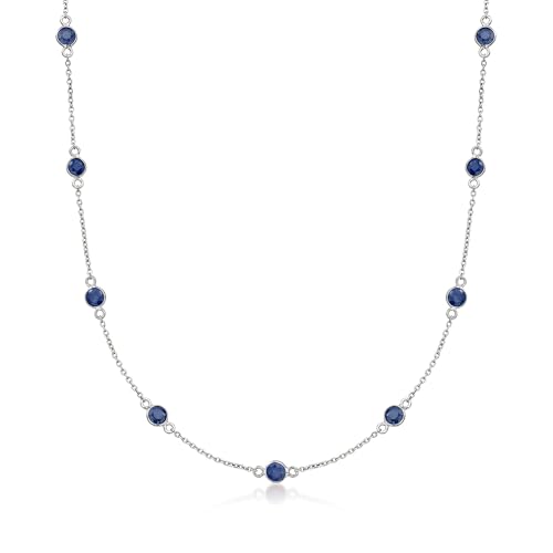 Ross-Simons 3.10 ct. t.w. Sapphire Station Necklace in Sterling Silver
