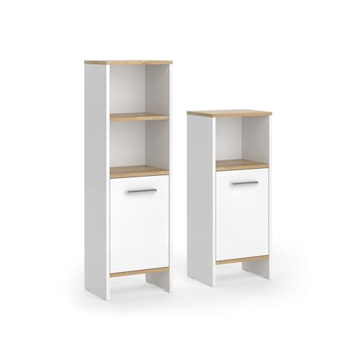 Vicco Badmöbel-Set Karli, Weiß/Goldkraft Eiche, 2 Teile