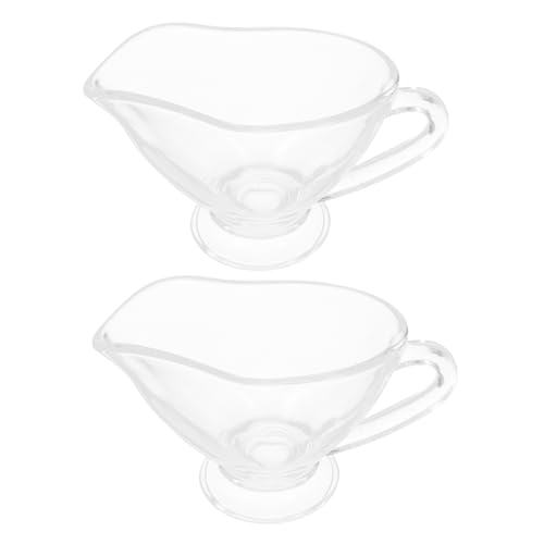 Gatuida 2pcs Glass Sauce Dispenser Modern Gravy Boat with Lid Easy to Clean for Milk Sauce Syrup