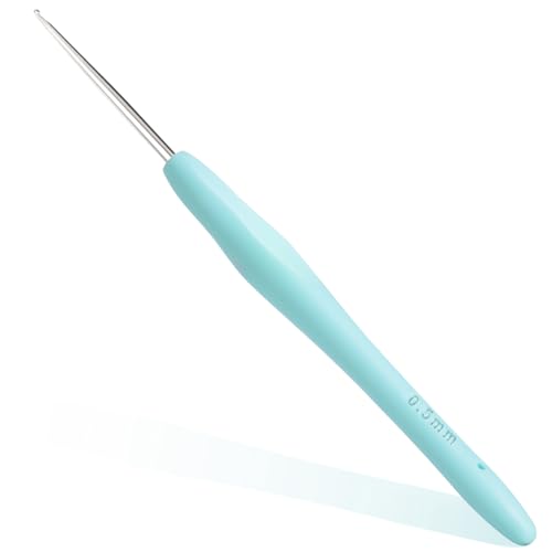 Small Size Crochet Hook Lace Crochet Needle, 0.5mm Crochet Hook, Ergonomic Crochet Hooks,Embroidery Thread Knitting Weaving Tool (0.5 mm)