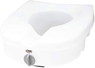 Carex Health Brands E-Z Lock Raised Toilet Seat, Adds 5 Inches to Toilet Height, Elderly and Handicap Toilet Seat Riser, Round Or Elongated Toilets, White