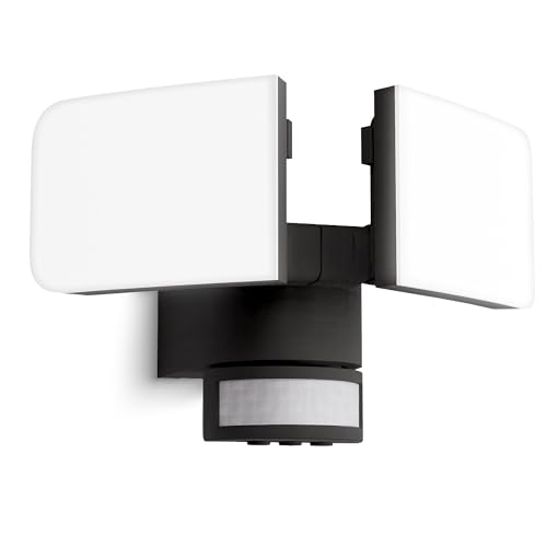 SSC-LUXon ETHIR applique murale extérieure LED Up & Down double tête orientable noir | détecteur de mouvement | éclairage extérieur étanche IP54 pour...