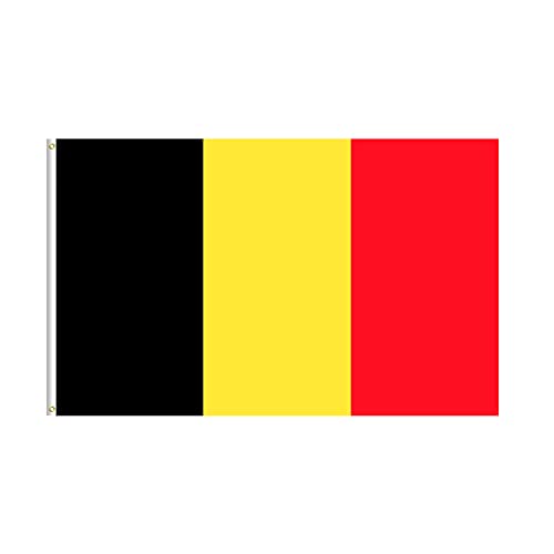 FLAGBURG WM-Fahne Belgien 150 x 90 cm Belgien-Fahne mit Messingösen UV-beständige Fahne, doppelt genäht strapazierfähige Fahne, geeignet für Weltmeisterschaftsfeiern im Innen- und Außenbereich Cover