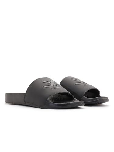 Image of WROGN Men's Anti-slip Sliders | Embossed Logo Strap | Textured Footbed