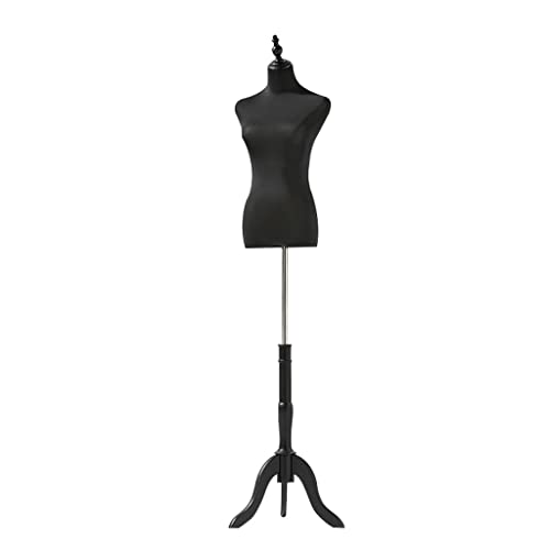 Female Mannequin Torso Body Manikin Dress Form Black Height Adjustable Solid Wood Tripod European Square Base Cotton Mannequin Torso Clothing Display,B-M/Medium Female Mannequin Torso Body Manikin Dress Form Black Height Adjustable Solid Wood Tripod European Square Base Cotton Mannequin Torso Clothing Display,B-M/Medium