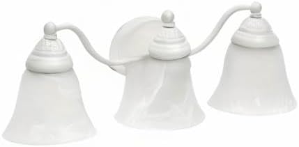 Miniatura 10 de Simple Designs VT1023-WHT 19.25 pulgadas Classic 3 luces de metal y mármol esmerilado blanco con forma de campana de cristal decorativo montado en