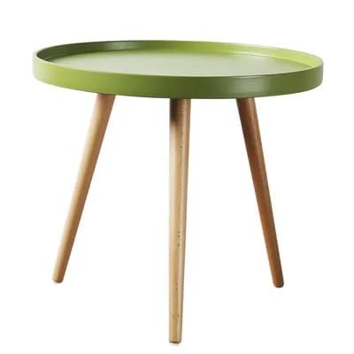 Image of Small Round Coffee Table, Modern Side Table with 3 Stable Legs, Multifunctional Sofa Side Table for Balcony Office (Green)