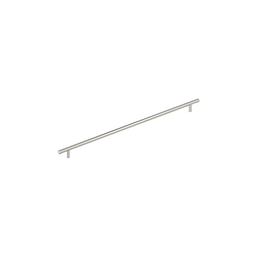 Image of Amerock 21-7 /16 inch Bar Pulls Satin Nickel Drawer Pull | 21-7 /16 inch (544mm) Center-to-Center Mounting Distance and 24-9 /16 inch Overall Length, Durable Carbon Steel Cabinet Hardware