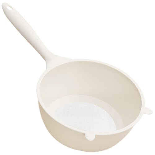 VINTORKY Cesta Coladora de Plástico Grande para Lavado de Arroz y Frutas, Malla Fina, Color Crema, Multifuncional para Cocina, Escurridor Reutilizable Diseño Ergonómico, Adecuado para Uso