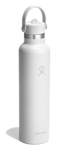 Image of Hydro Flask Water Bottle - Insulated Stainless Steel - Straw Lid, Non Spill, Leakproof in 24 Oz Tonal White
