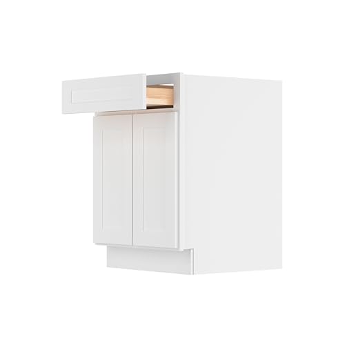 Image of Furinno Shaker Drawer Base Kitchen Cabinet with 2-Doors, Ready to Assemble, 24 D x 24 W x 34.5 H, White
