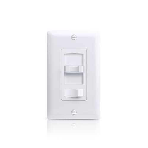 ECOELER Dimmer Switch, Single Pole/3-Way LED Rocker Dimmer Light Switch for 150W LED/CFL and 600W Halogen/Incandescent Bulbs, Wall Plate Included, ETL Listed, White