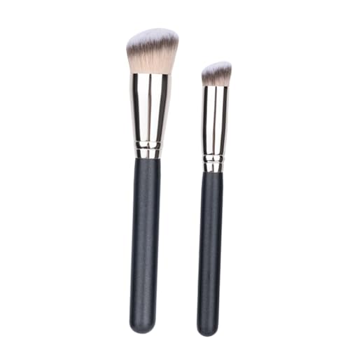 VILLFUL 2 piezas Brochas de Maquillaje Sintéticas Pinceles Multiusos para Base Corrector y Polvo Herramienta de Mezcla Cosmética Suave y Densa para Acabado Natural