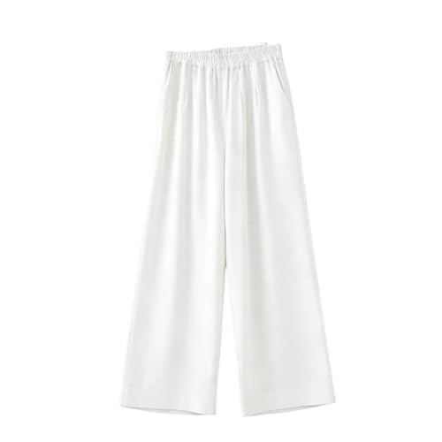 Women Basic Pants Minimalist Design Casual Trousers White