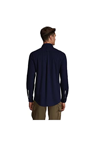 Lands' End Mens Traditional Fit Flagship Flannel Shirt Radiant Navy Regular Large #TOP1