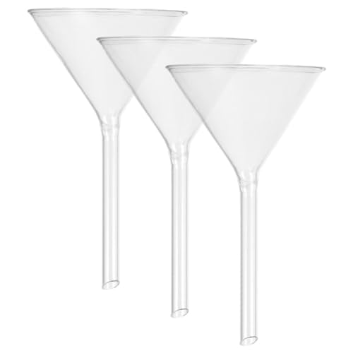 Glass Funnel Set for Lab: 3 Pack Heavy Wall Borosilicate Glass Funnels - Short Stem 100mm Length for Scientific Laboratory