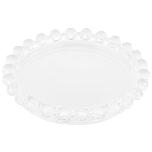 ORFOFE Glass Pearl Edge Jewelry Tray Fashion Jewelry Holder Earring Display Holder for Rings and Necklaces Photography Prop and Desktop Decoration