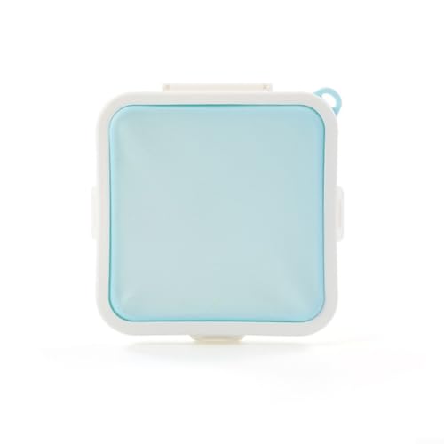 Contenedor de almacenamiento de sándwiches en forma de tostada Fiambrera portátil Soporte de alimentos Cierre seguro Silicona PP Material Gran Capacidad 15.5x15.5CM (Azul)