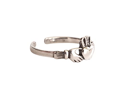 925 Sterling Silver Irish Claddagh Toe Ring/Knuckle Ring - Small Adjustable Friendship, Loyalty & Love Handmade By Miya Jewelry Creation #TOP5