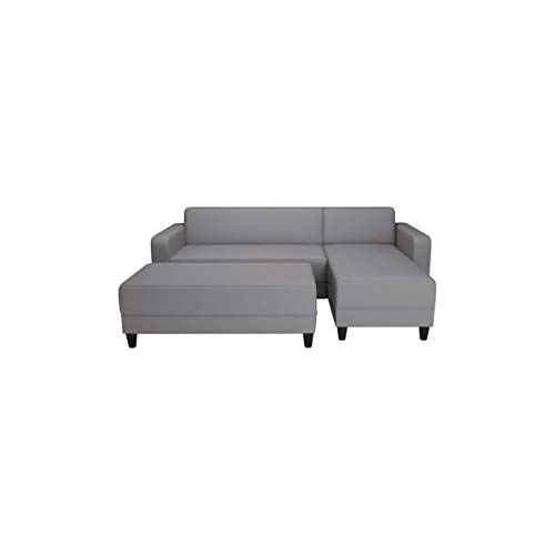 finlandek Canapé d'angle réversible Convertible 4 Places + Banc KULMA - 205x141x70 cm - Tissu - Gris