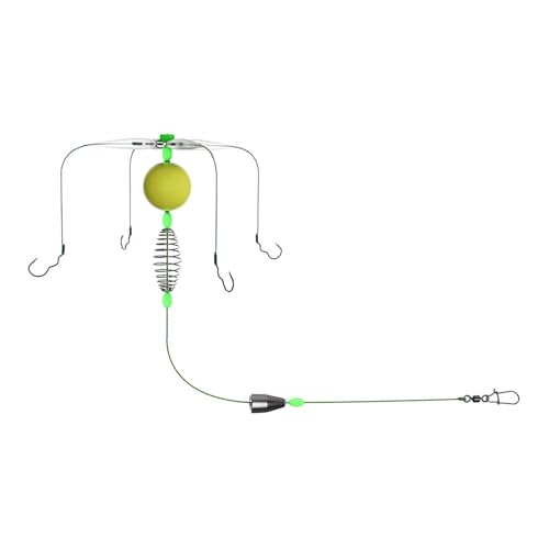 釣り用 フィーダー ライン セット 4本の フック と フロート 餌 ルアー ケージ バスケット 釣り針 巻き防止 餌 ケージ フロート