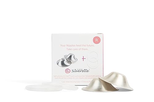 Image of SILVERETTE The Original Silver Nursing Cups, Nipple Covers for Breastfeeding with O-Feel Silicone Rings, Regular