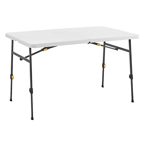Living and More 4ft Plus Height Adjustable Half Folding Table, White