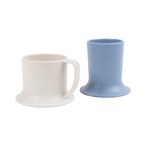 Untippy Kids Tumbler and Teacup | 2 Cup Set (6 & 7 Oz) Sippy Cups Dishwasher/Microwave Safe 3.5" x 4" | 2 Wide Base Toddler Cups Polypropylene Plastic Dinnerware Set | Open Sippy Cup for 6+ Month Old