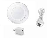 Cell-Stuff White Wireless Charging Pad with USB Cable and Wall Charger Compatible w/Samsung S9