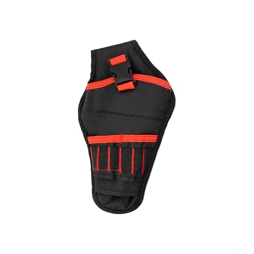 Fondina per trapano resistente con custodia per punte per una gestione semplificata degli utensili (nero con rosso)