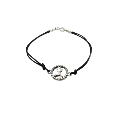 Bracelet Vierge argent 925 et cuir tressé haut de gamme