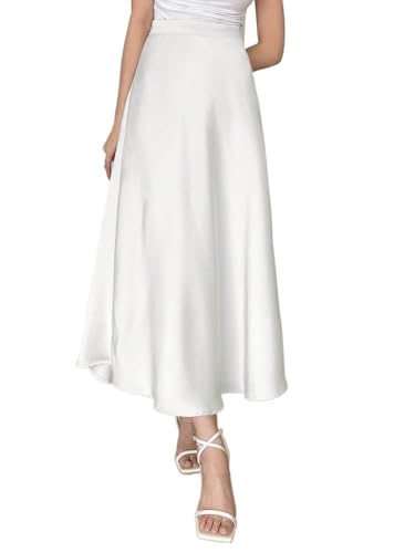 Women's Flowy Trendy Skirt Elegant Solid High Waist Skirt