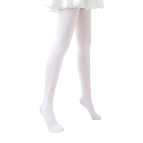 ZUJIABAO Mallas de baile aterciopeladas para niñas, tecnología 80D, a prueba de enganches, leggings de ballet reforzados, color blanco, ajuste cómodo, medias de baile para niños, blanco, S