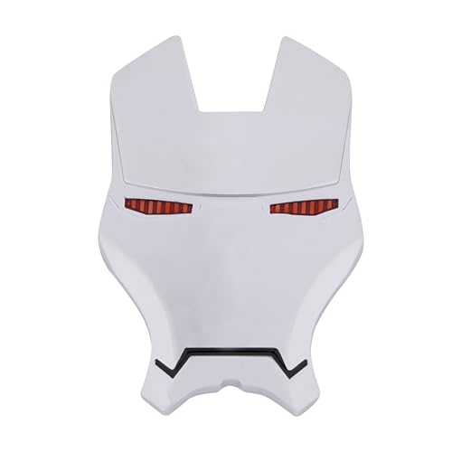 Image of JVCV 3D Metal Iron M face Sticker Chrome Logo Decal Emblem Badge for All Cars Bikes Laptops Headphones Helmets Home Office Accessory (Iron M Face, Silver-Red Eyes)