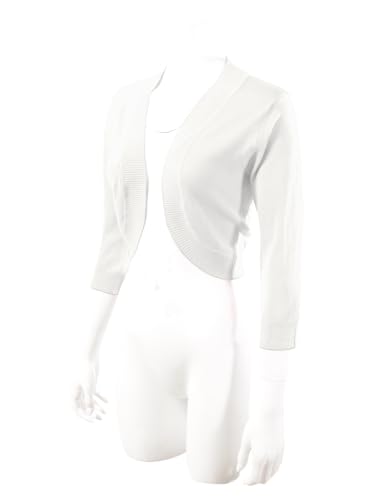 Image of Allsense Women's 3 /4 Sleeve Bolero Shrug for Dresses | Open Front Cropped Cardigan, Lightweight Knit Dress Cover Up