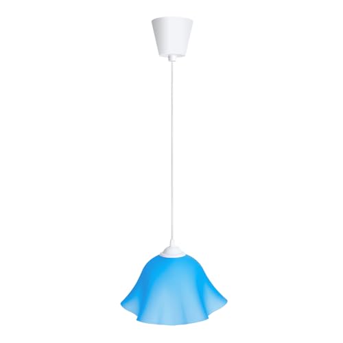 VoltShine Lámpara colgante de plástico azul E27 sin fuente de luz, ideal para decorar espacios y proporcionar iluminación ambiental.