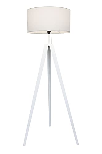 Kiom Lampadaire Kuno trépied en métal blanc 153cm 10842