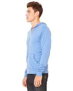 Bella + Canvas Unisex Triblend Full-Zip Lightweight Hoodie - BLUE TRIBLEND - XS - (Style # 3939 - Original Label)3