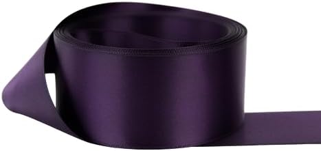Ribbon Bazaar Double Faced Satin - Premium Gloss Finish - 100% Polyester Ribbon for Gift Wrapping, Crafts, Scrapbooking, Hair Bow, Decorating & More - 1-1/2" Eggplant 50yd Spool - 1
