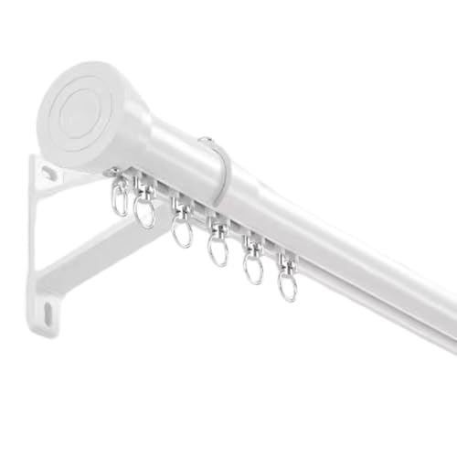 Barra de cortina silenciosa de aluminio – Barra deslizante montada en la pared para sala de estar, dormitorio, baño, divisor de habitación – 300 cm (9.8 pies) – Acabado blanco