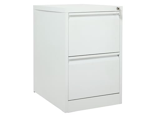 The Workplace Depot Filing Cabinet – Lockable 2, 3 or 4 Drawer Steel Storage Unit in Black, White or Grey with Adjustable Hanging Rails, Space-Saving Organiser for Home & Office (White, 2 Drawer)