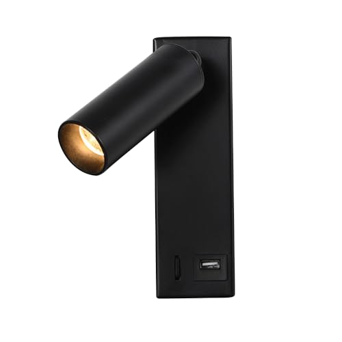 Mjsdjof Bedroom Reading Wall Lamp, Headboard Wall Mounted Spotlight with USB Port and Switch, 3W LED Adjustable Wall Sconces for Hotel Bedside Living Room - 3000K Warm White Light