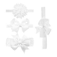 4 Stück Kinder-Stirnbänder Mit Schwalbenschwanz-Schleifen, Elastische Baby-Haarbänder, Blumen-Haarbänder Für Taufe Und Andere Anlässe