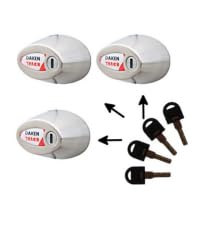 DAKEN Noval Triple - Lot de 3 Serrures Antivols Robustes pour Véhicules Utilitaires, Verrouillage Automatique, Acier Inoxydable
