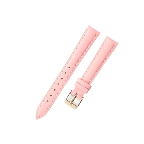 [KKTHRFFKK] Soft Watch Leather Strap Accessories Green Purple Durable Genuine Band 10mm 12mm 14mm 16mm 18mm-24mm(Pink-rose,10mm)