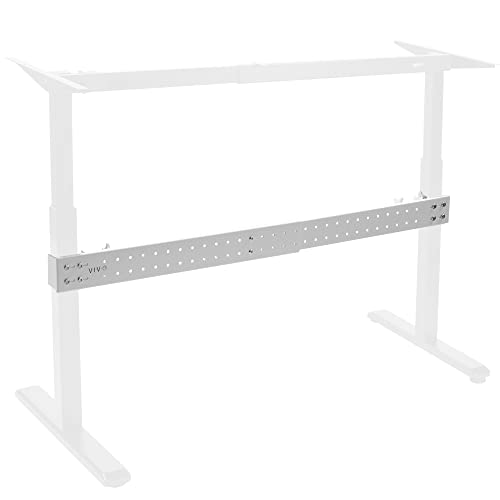 VIVO White Universal Steel Clamp-on Desk Stabilizer Bar for Sturdy Reinforced Workstation, 36 to 61.6 inch Bracket Support System for Sit to Stand Desk Frames, Expandable Width Adjustment, DESK-STB01W