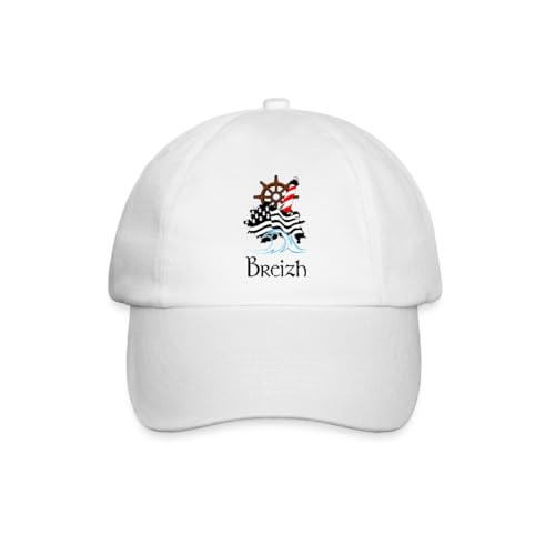 Spreadshirt Bretagne Breizh Marine Drapeau Cadeau Breton Océan Casquette Classique, Taille Unique, Blanc/Blanc