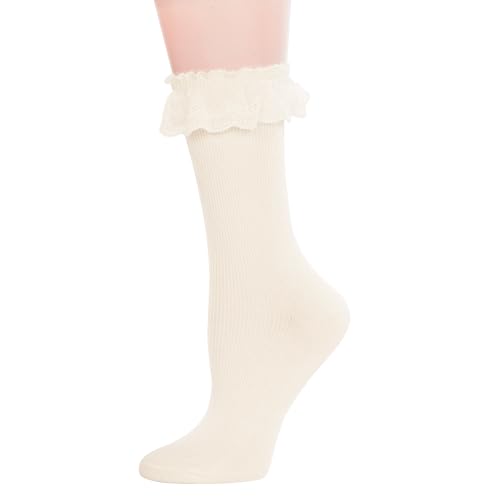 Benefeet Sox Womens Lace Ruffle Socks Girls Cute Frilly Ankle Socks Lettuce Lace Trim Lolita Princess Cotton Sock