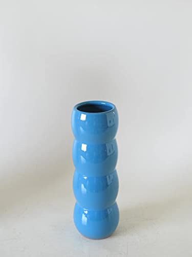 POLONIO - Jarron de Ceramica Azul de 33 Centímetros - Jarrones Grandes de Suelo - Jarrones Decorativos Modernos -Florero de Ceramica - Jarrón de Cerámica Alto Suelo Azul
