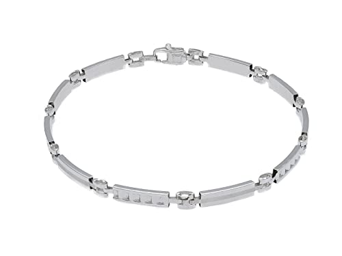 generico Armband aus Weißgold, 18 Karat, 750, für Herren, halbstarr mit bearbeiteten Platten, Länge 21 cm. Hergestellt in Italien., 21 cm, Goldfarben, Nicht zutreffend.